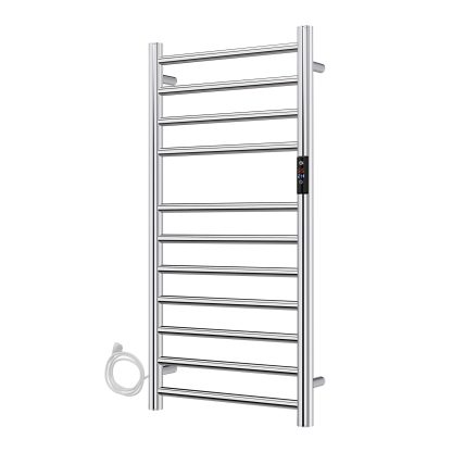 SS Round Heated Towel Rail - 800mm x 400mm with Temperature & Timer Control in Chrome - Image 2