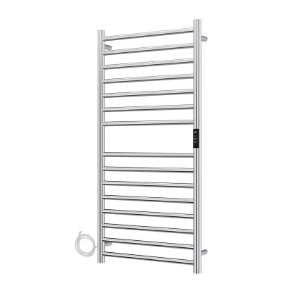 SS Round Heated Towel Rail - 1000mm x 500mm with Temperature & Timer Control in Chrome - Image 2