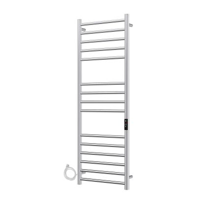 SS Round Heated Towel Rail - 1200mm x 425mm with Temperature & Timer Control in Chrome - Image 2