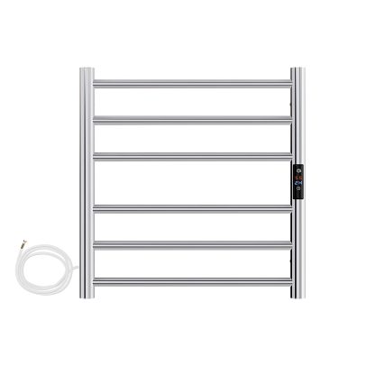 SS Round Heated Towel Rail - 620mm x 600mm with Temperature & Timer Control in Chrome