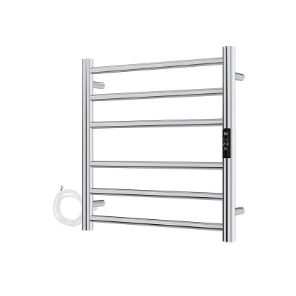 SS Round Heated Towel Rail - 620mm x 600mm with Temperature & Timer Control in Chrome - Image 2