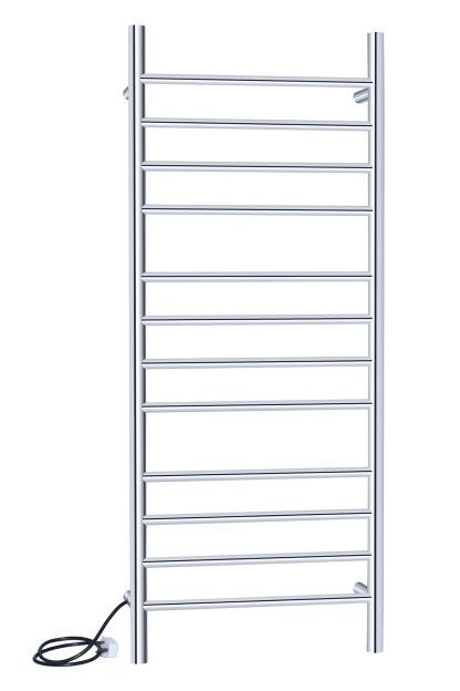 SS Round Heated Towel Rail - 1200mm x 500mm with Temperature & Timer Control in Matt-Black - Image 6