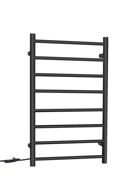 SS Round Heated Towel Rail - 800mm x 500mm with Temperature & Timer Control in Matt-Black