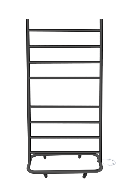 SS Round Heated Towel Rail –Free Standing 1100mm x 500mm with Temperature & Timer Control in Matt-Black