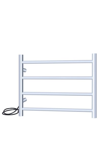 SS Round Heated Towel Rail - 900mm x 500mm x 250mm with Shelf in Chrome