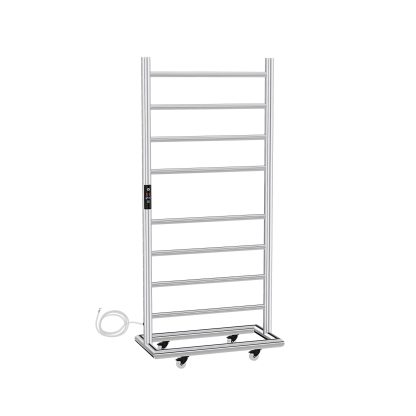 SS Round Heated Towel Rail –Free Standing 1100mm x 500mm with Temperature & Timer Control in Chrome - Image 2