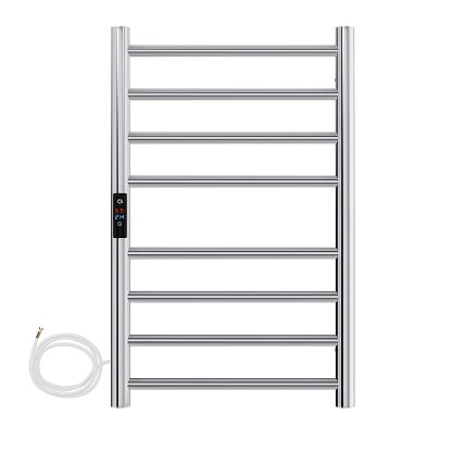 SS Round Heated Towel Rail - 800mm x 500mm with Temperature & Timer Control in Chrome