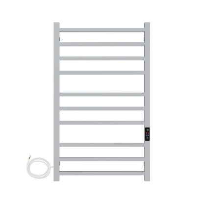 SS Square Heated Towel Rail - 876mm x 535mmwith Temperature & Timer Control in Chrome